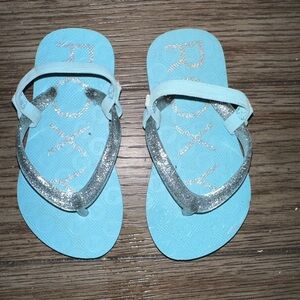 Roxy blue toddler thong sandals with back strap